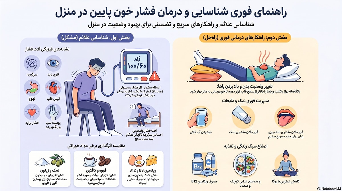 درمان فشار خون پایین در منزل