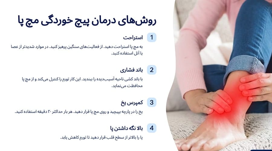 راههای درمان پیچ خوردگی مچ پا در منزل