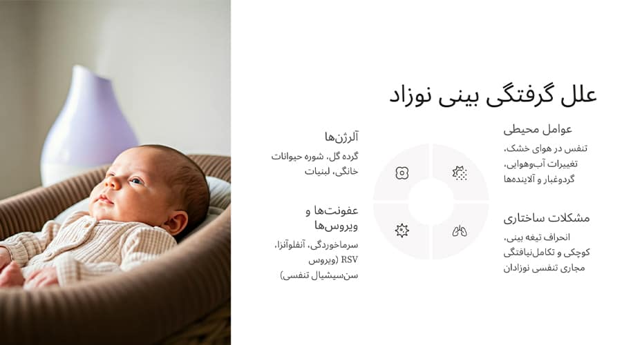 علت گرفتگی بینی نوزاد