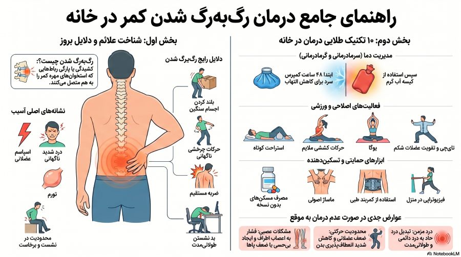 راهنمای درمان خانگی گرفتگی کمر