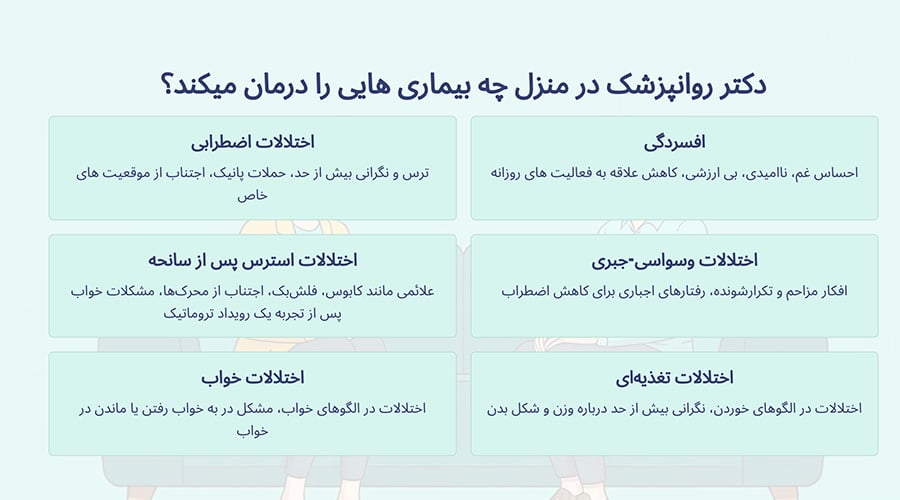 دکتر روانپزشک در منزل چه بیماری هایی را درمان میکند؟