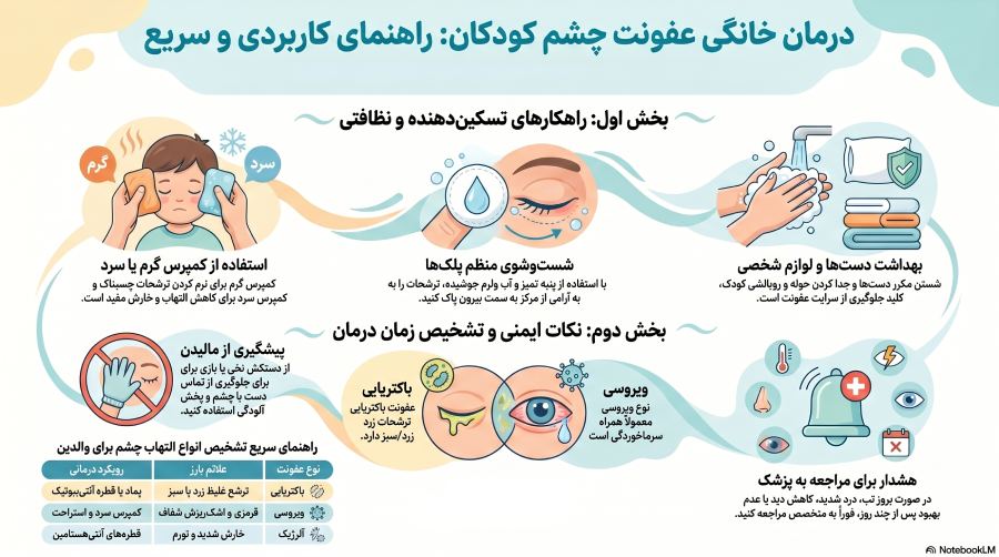 راهنمای درمان خانگی عفونت چشم کودکان