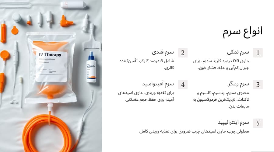 انواع سرم در فرایند تزریق سرم در منزل در غرب تهران