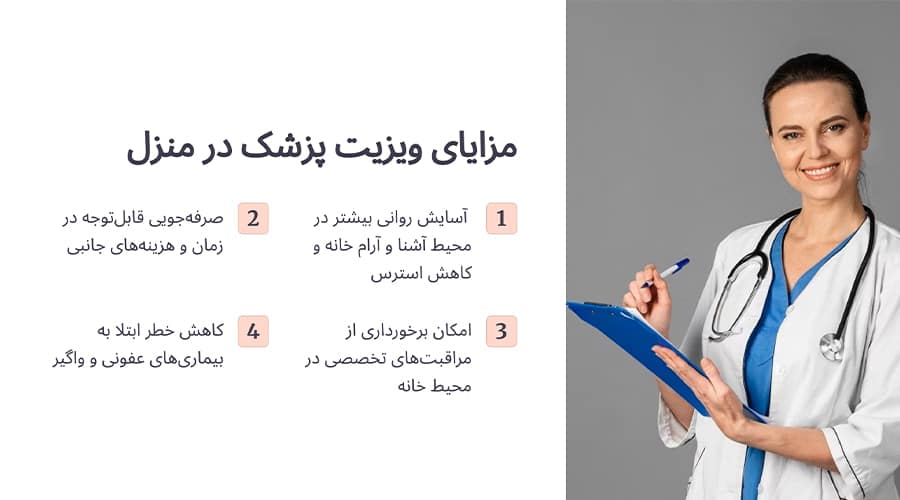 مزایای ویزیت پزشک در منزل اقدسیه