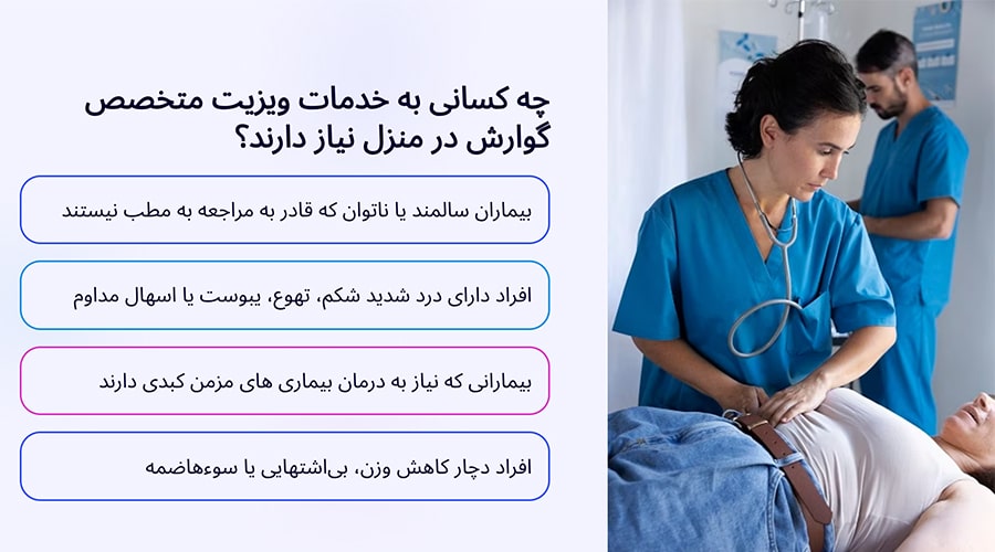 چه کسانی به خدمات ویزیت متخصص گوارش در منزل نیاز دارند؟