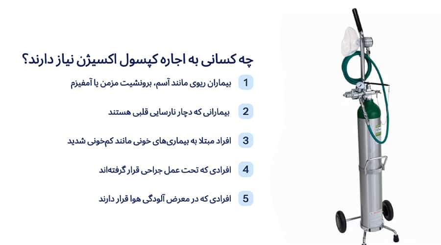 چه کسانی به اجاره کپسول اکسیژن نیاز دارند؟