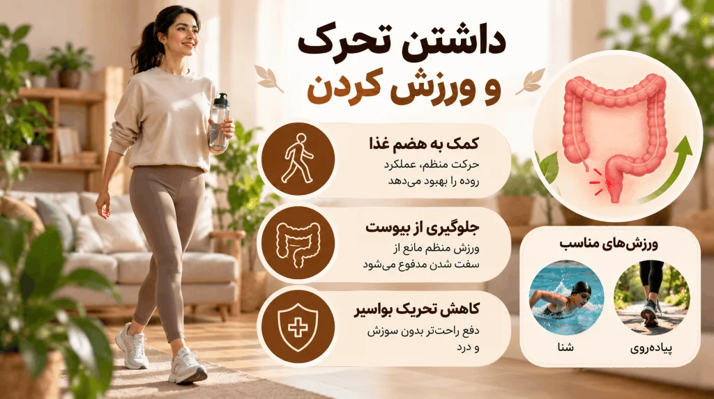 ورزش منظم به هضم غذا کمک میکند و مانع از بروز یبوست میشود.